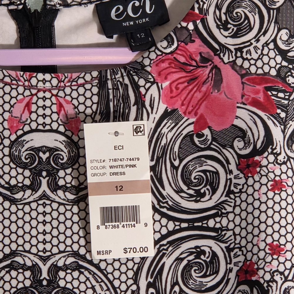 ECI White and Pink Floral Dress